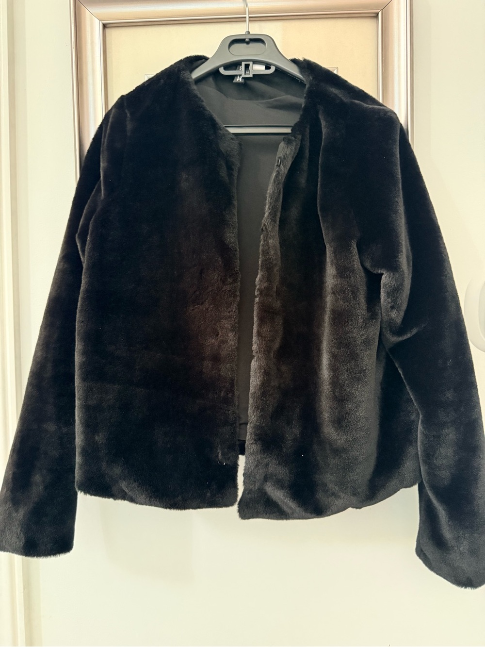H&M Black Faux Fur Teddy Jacket